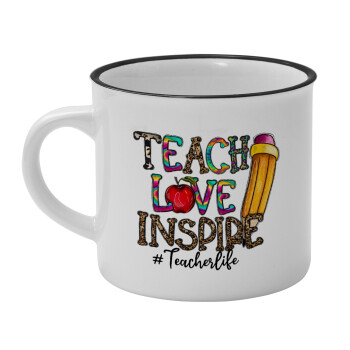 Teach, Love, Inspire, Κούπα κεραμική vintage Λευκή/Μαύρη 230ml