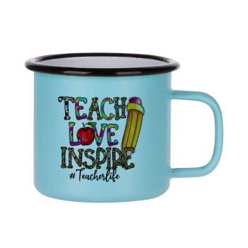 Teach, Love, Inspire, Κούπα Μεταλλική εμαγιέ ΜΑΤ σιέλ 360ml