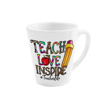 Teach, Love, Inspire, Κούπα κωνική Latte Λευκή, κεραμική, 300ml