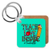 Teach, Love, Inspire, Μπρελόκ Ξύλινο τετράγωνο MDF