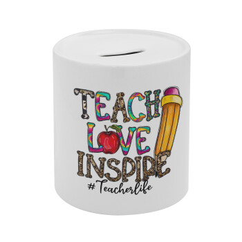 Teach, Love, Inspire, Κουμπαράς πορσελάνης με τάπα