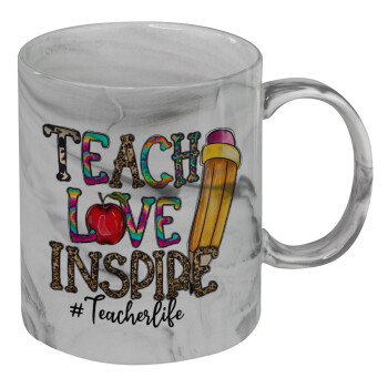 Teach, Love, Inspire, Κούπα κεραμική, marble style (μάρμαρο), 330ml