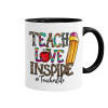 Teach, Love, Inspire, Κούπα χρωματιστή μαύρη, κεραμική, 330ml