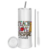 Tumbler stainless steel 600ml, with metal straw & cleaning brush