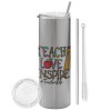 Tumbler stainless steel Silver 600ml, with metal straw & cleaning brush