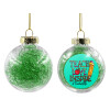 Transparent Christmas tree ball ornament with green filling 8cm
