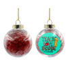 Transparent Christmas tree ball ornament with red filling 8cm