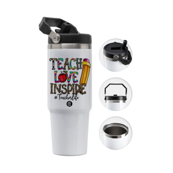 Teach, Love, Inspire, 30oz stainless Steel Tumbler with Handle