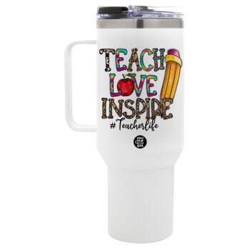 Teach, Love, Inspire, Mega Stainless steel Tumbler with lid, double wall 1,2L