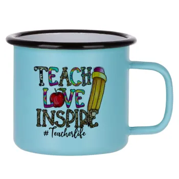 Teach, Love, Inspire, Κούπα Μεταλλική εμαγιέ ΜΑΤ σιέλ 360ml