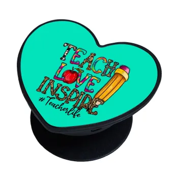 Teach, Love, Inspire, Phone Holders Stand  καρδιά Μαύρο Βάση Στήριξης Κινητού στο Χέρι