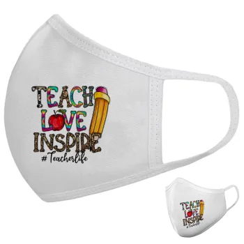 Teach, Love, Inspire, Μάσκα υφασμάτινη υψηλής άνεσης παιδική (Δώρο πλαστική θήκη)