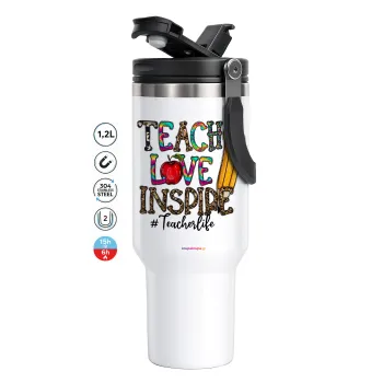 Teach, Love, Inspire, Mega Stainless steel Tumbler with lid, double wall 1,2L