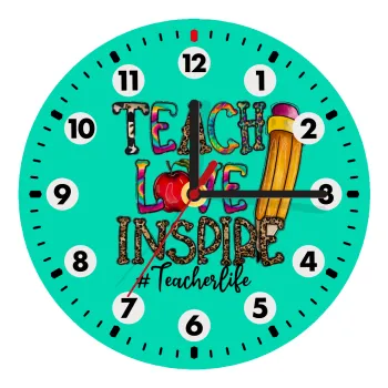 Teach, Love, Inspire, Wooden wall clock (20cm)