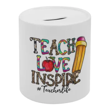 Teach, Love, Inspire, Κουμπαράς πορσελάνης με τάπα