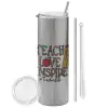 Tumbler stainless steel Silver 600ml, with metal straw & cleaning brush