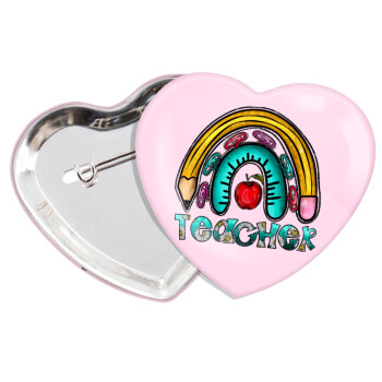 Teacher, Κονκάρδα παραμάνα καρδιά (57x52mm)