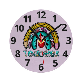 Teacher, Ρολόι τοίχου γυάλινο (20cm)