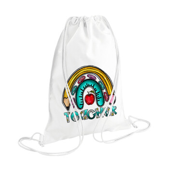 Teacher, Backpack pouch GYMBAG white (28x40cm)