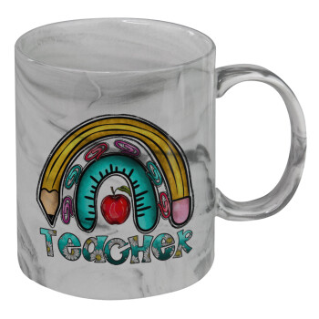 Teacher, Mug ceramic marble style, 330ml