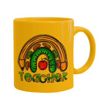 Teacher, Ceramic coffee mug yellow, 330ml (1pcs)