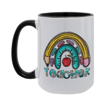 Teacher, Κούπα Mega 15oz, κεραμική Μαύρη, 450ml