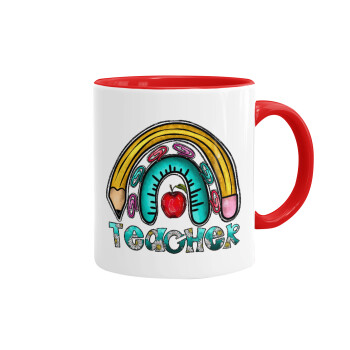 Teacher, Mug colored red, ceramic, 330ml