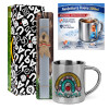 Easter Set, metallic thermal cup (300ml) & Easter aromatic flat candle (30cm) (GRAY)