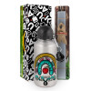 Easter Set, metallic silver aluminum water bottle (500ml) & aromatic flat Easter candle (30cm) (GRAY)