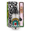 Easter Set, metallic Silver aluminum water bottle (500ml) & scented flat Easter candle (30cm) (PINK)