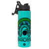 Metallic water bottle with safety lid, 850ml aluminum