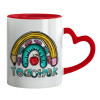 Mug heart red handle, ceramic, 330ml