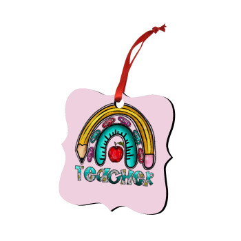 Teacher, Στολίδι Χριστουγεννιάτικο στολίδι polygon ξύλινο 7.5cm