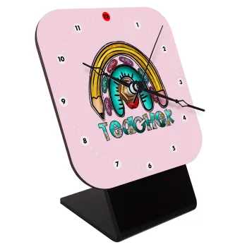 Teacher, Quartz Wooden table clock with hands (10cm)