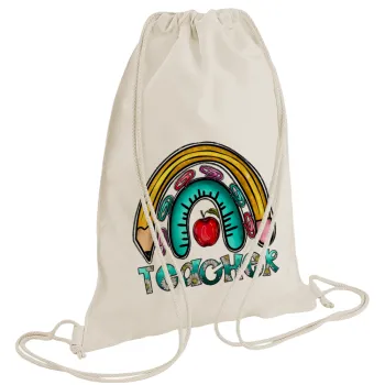 Teacher, Τσάντα πλάτης πουγκί GYMBAG natural (28x40cm)