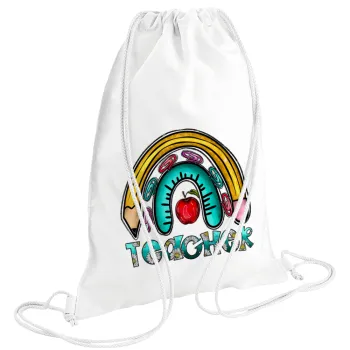 Teacher, Backpack pouch GYMBAG white (28x40cm)