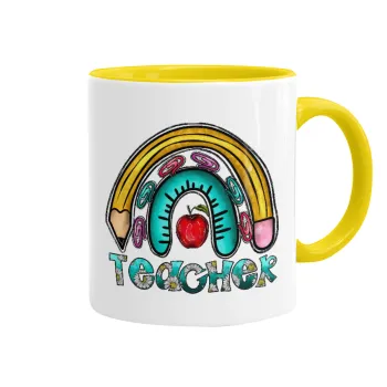 Teacher, Mug colored yellow, ceramic, 330ml