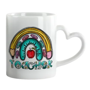 Teacher, Mug heart handle, ceramic, 330ml