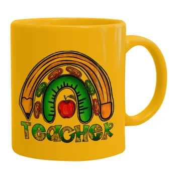 Teacher, Ceramic coffee mug yellow, 330ml
