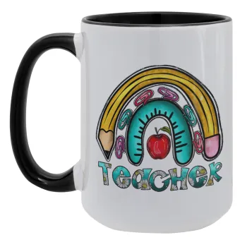 Teacher, Κούπα Mega 15oz, κεραμική Μαύρη, 450ml