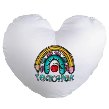 Teacher, Μαξιλάρι καναπέ καρδιά 40x40cm περιέχεται το  γέμισμα
