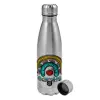 Metallic water bottle, stainless steel, 750ml