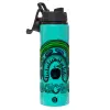 Metallic water bottle with safety lid, 850ml aluminum