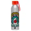 Aluminum Sports Bottle 650ml – Silver with Red Cap and Silicone Strap