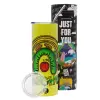 Neon Yellow Travel Tumbler θερμό, μεταλλικό καλαμάκι(Ανωξείδωτο 304 Food grade, BPA free, 600ml)