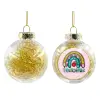 Transparent Christmas tree ball ornament with gold filling 8cm