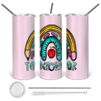 Teacher, Tumbler stainless steel 600ml, with metal straw & cleaning brush