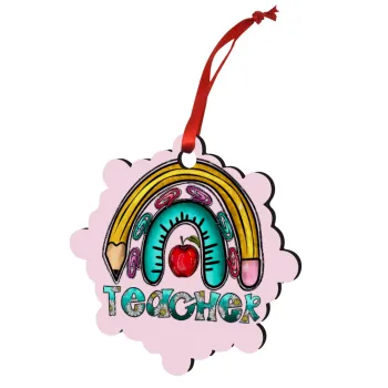 Teacher, Στολίδι Χριστουγεννιάτικο στολίδι snowflake ξύλινο 7.5cm