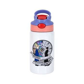 Wednesday window, Children's hot water bottle, stainless steel, with safety straw, pink/purple (350ml)