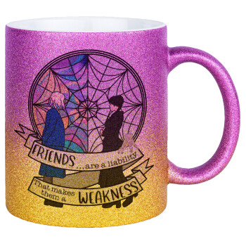 Wednesday window, Κούπα Χρυσή/Ροζ Glitter, κεραμική, 330ml